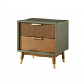 Comodino 50 x 40 x 60 cm in legno verde oliva e marrone con 2 cassetti stile retrò